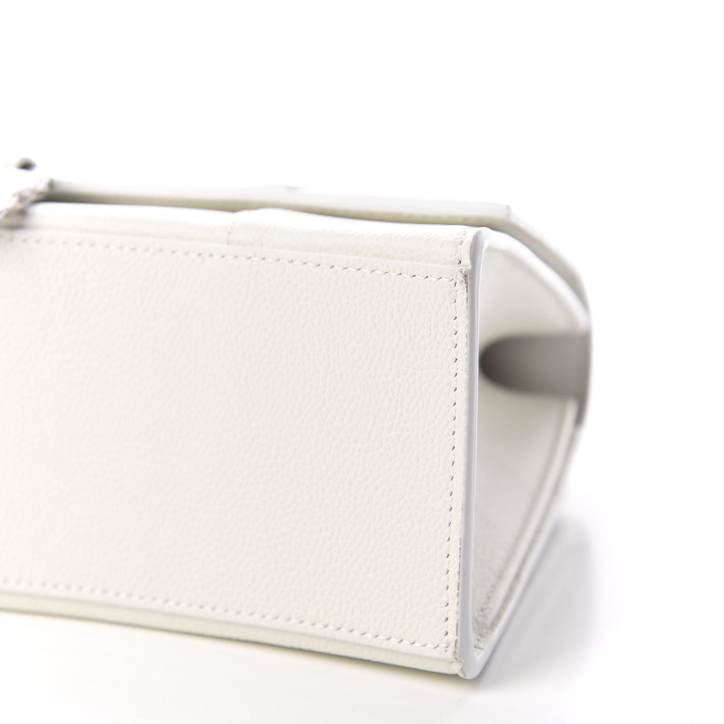Grained Calfskin Medium Hourglass Top Handle Bag White