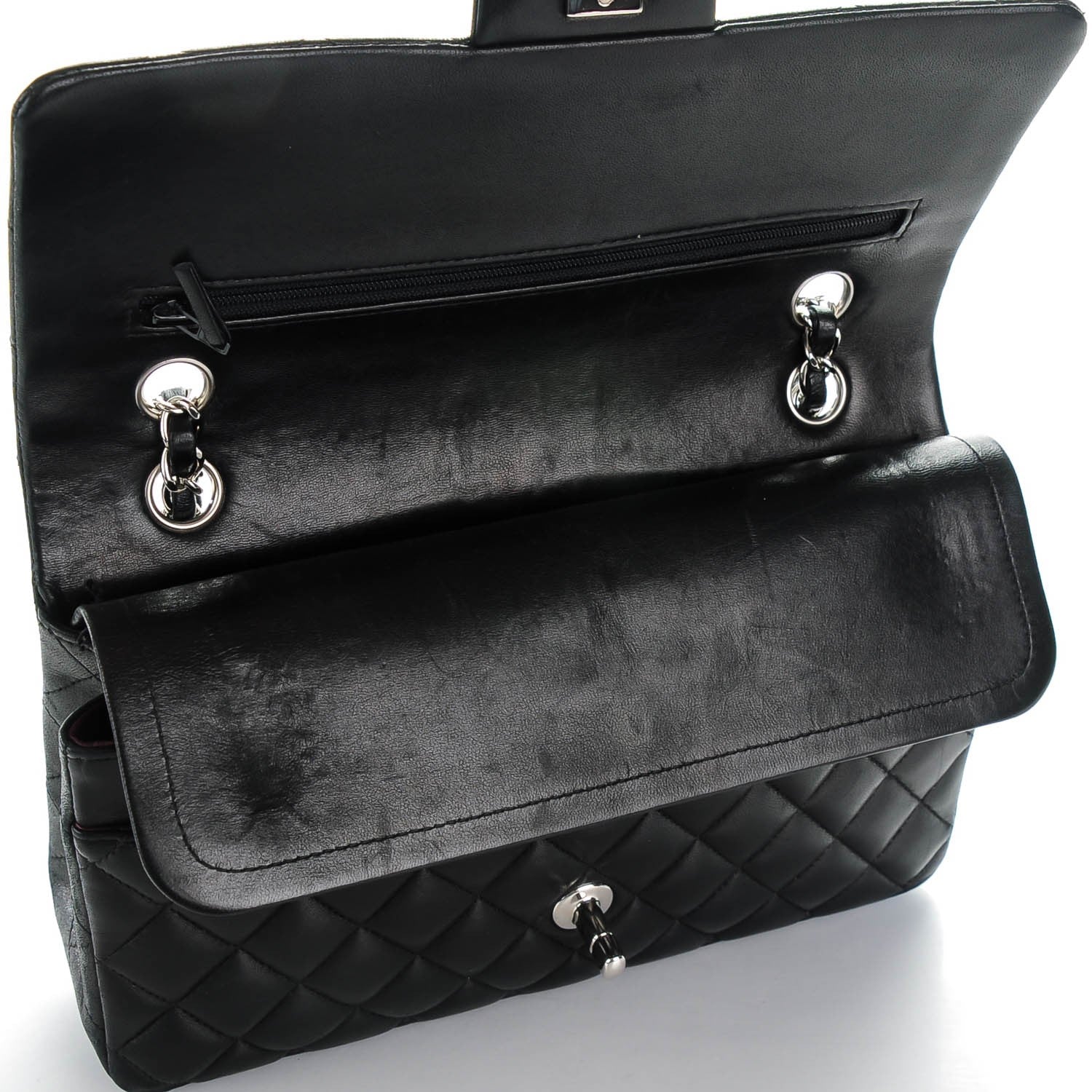 Chanel Lambskin Quilted Medium Double Flap Black 9 of 9