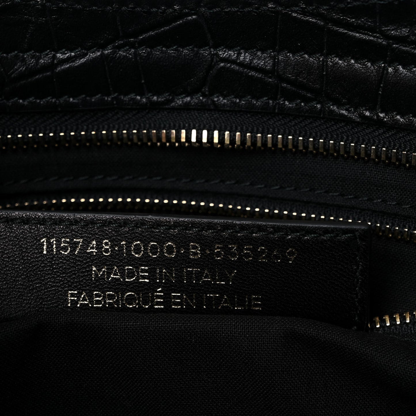 Calfskin Crocodile Embossed Classic Hardware City Black