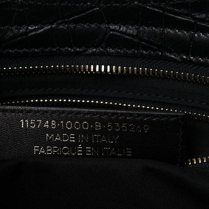 Balenciaga Calfskin Crocodile Embossed Classic Hardware City Black 7 of 13