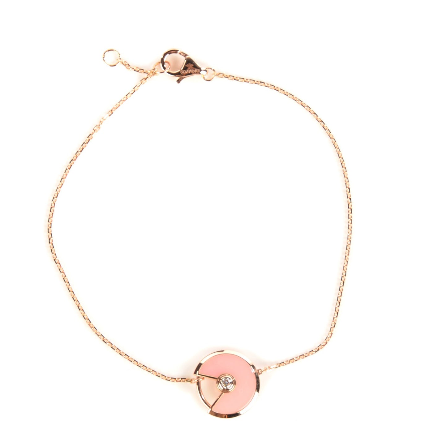 18K Pink Gold Diamond Pink Opal Amulette de Cartier Bracelet