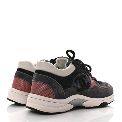 Chanel Nylon Calfskin Suede Womens CC Sneakers 39.5 Grey Pink 4 of 9