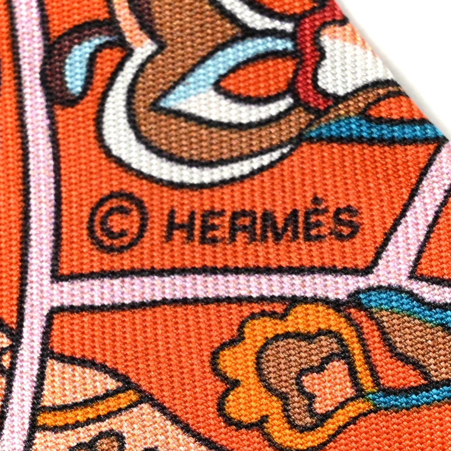 Hermes Silk Au Pays Des Oiseaux Fleurs Twilly Orange Brun Saumon 4 of 4