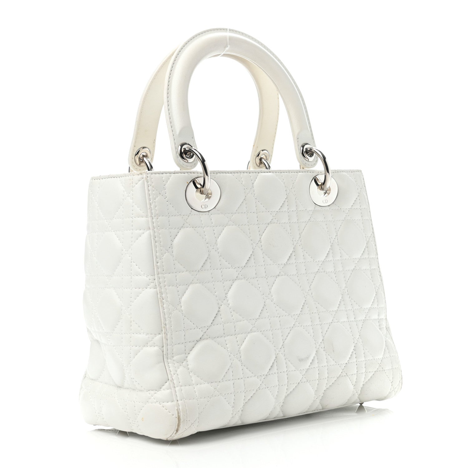 Christian Dior Lambskin Cannage Medium Lady Dior White 2 of 5