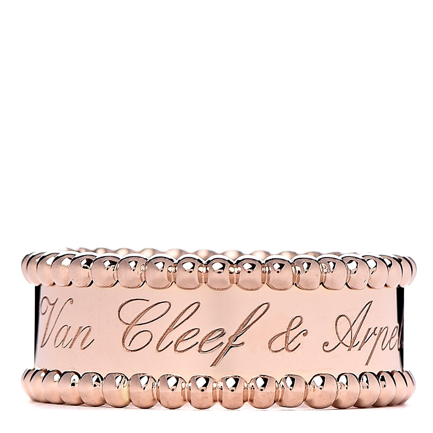 Van Cleef & Arpels 18K Rose Gold Perlee Signature Ring 52 6 1 of 5