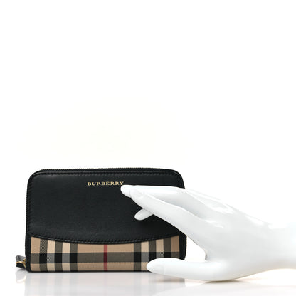Burberry Calfskin Horseferry Check Medium Marston Zip Around Wallet Black 2 of 6