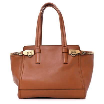 Salvatore Ferragamo Calfskin Medium Verve Double Zip Tote Brown 1 of 13