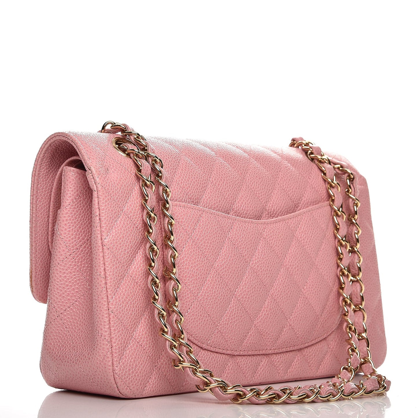 Caviar Quilted Medium Double Flap Pink