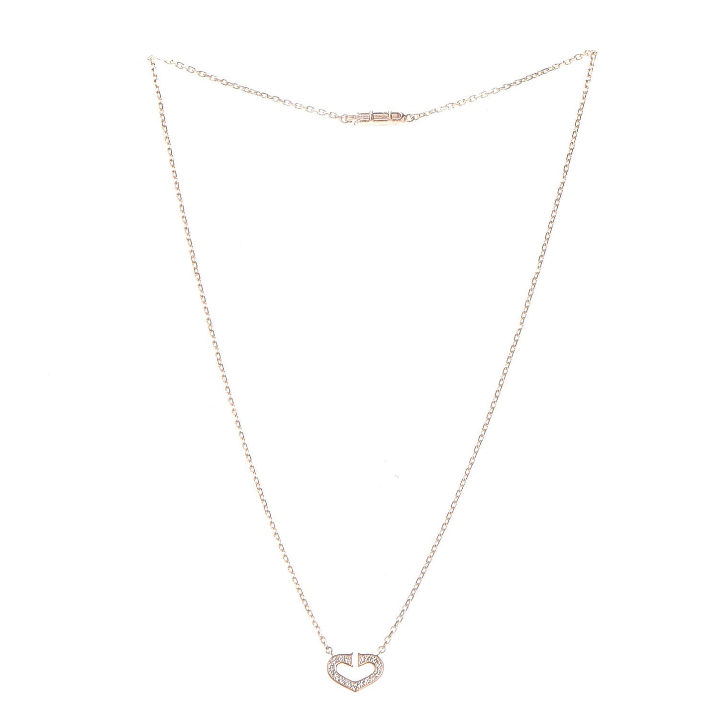 18K Pink Gold Diamond Hearts and Symbols Pave Necklace