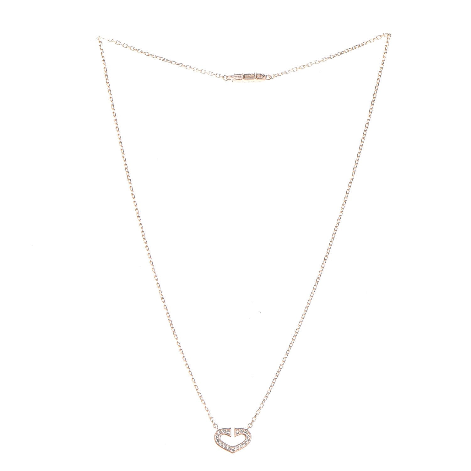 Cartier 18K Pink Gold Diamond Hearts and Symbols Pave Necklace 3 of 6