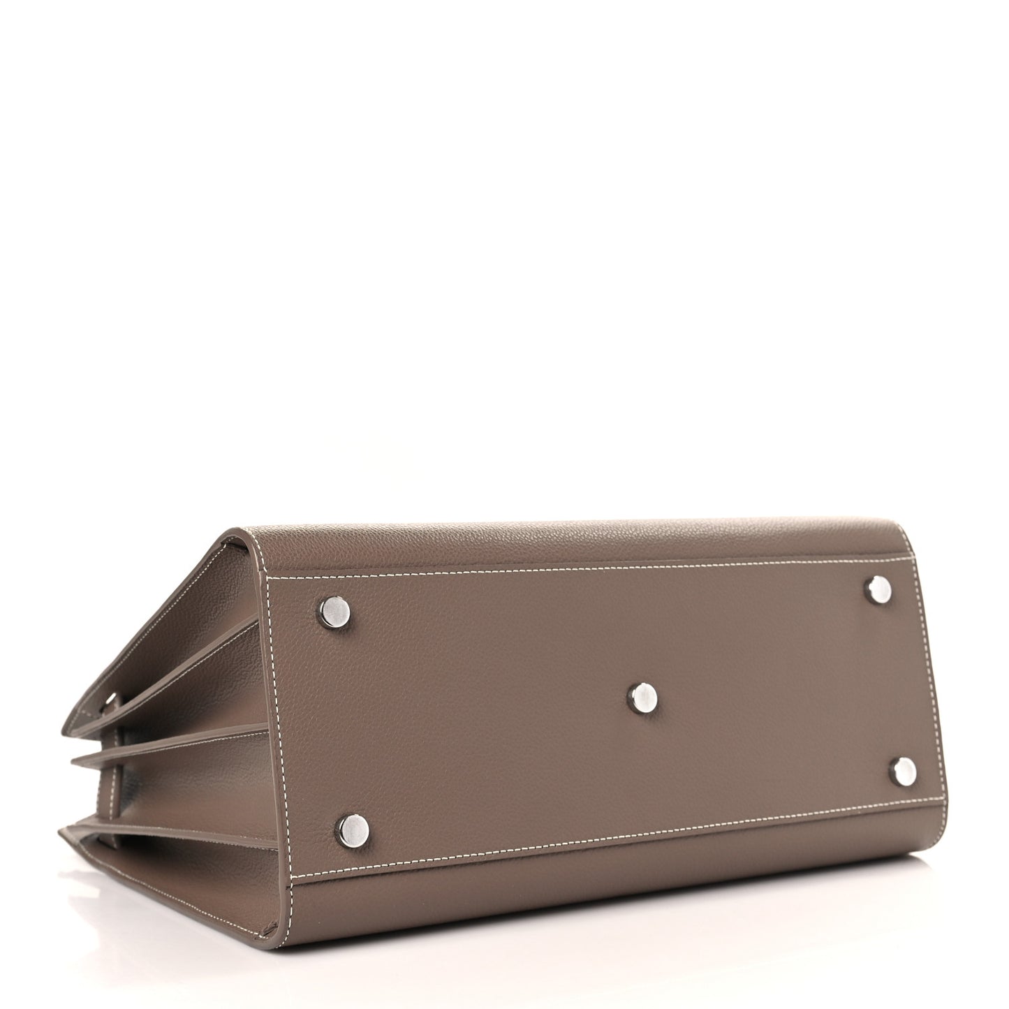 Grained Calfskin Topstitch Small Classic Sac De Jour Taupe