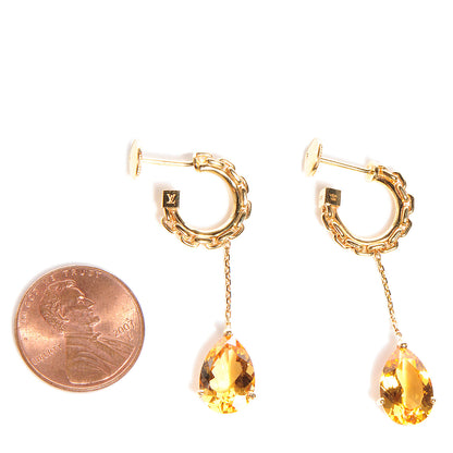 Louis Vuitton 18K Gold Citrine Baby Don't Cry Drop Earrings 2 of 6