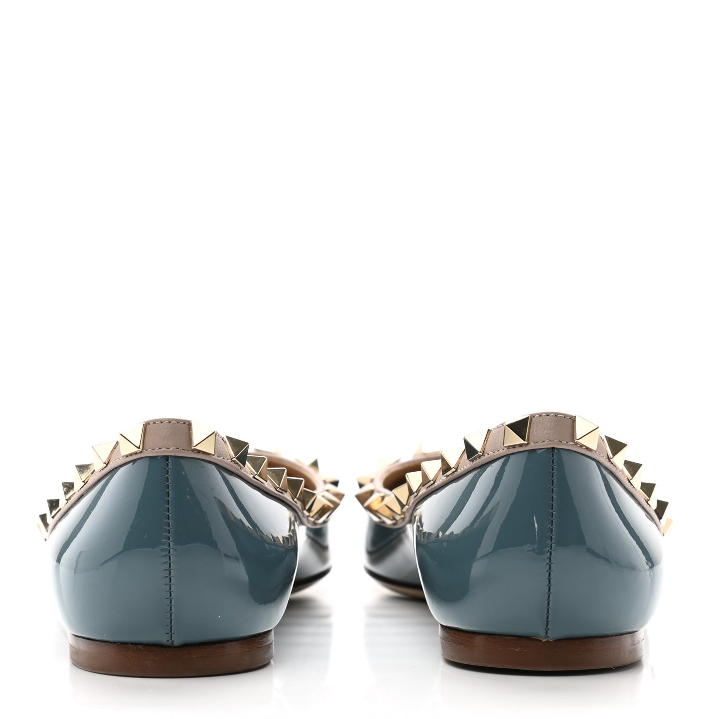 Patent Calfskin Rockstud Ballerina Flats 36.5 Amadeus Poudre