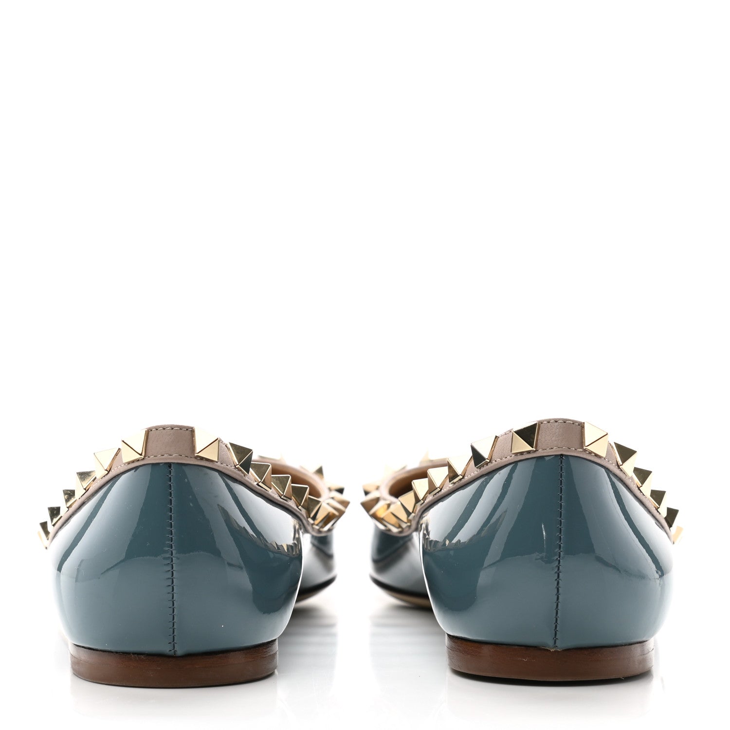 Valentino Garavani Patent Calfskin Rockstud Ballerina Flats 36.5 Amadeus Poudre 5 of 9