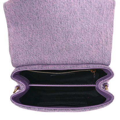 Saint Laurent Denim Y Quilted Monogram Toy Loulou Crossbody Bag Bleached Lilac 5 of 10