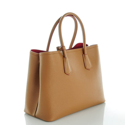 Prada Saffiano Cuir Medium Double Bag Caramel Fuoco 3 of 7