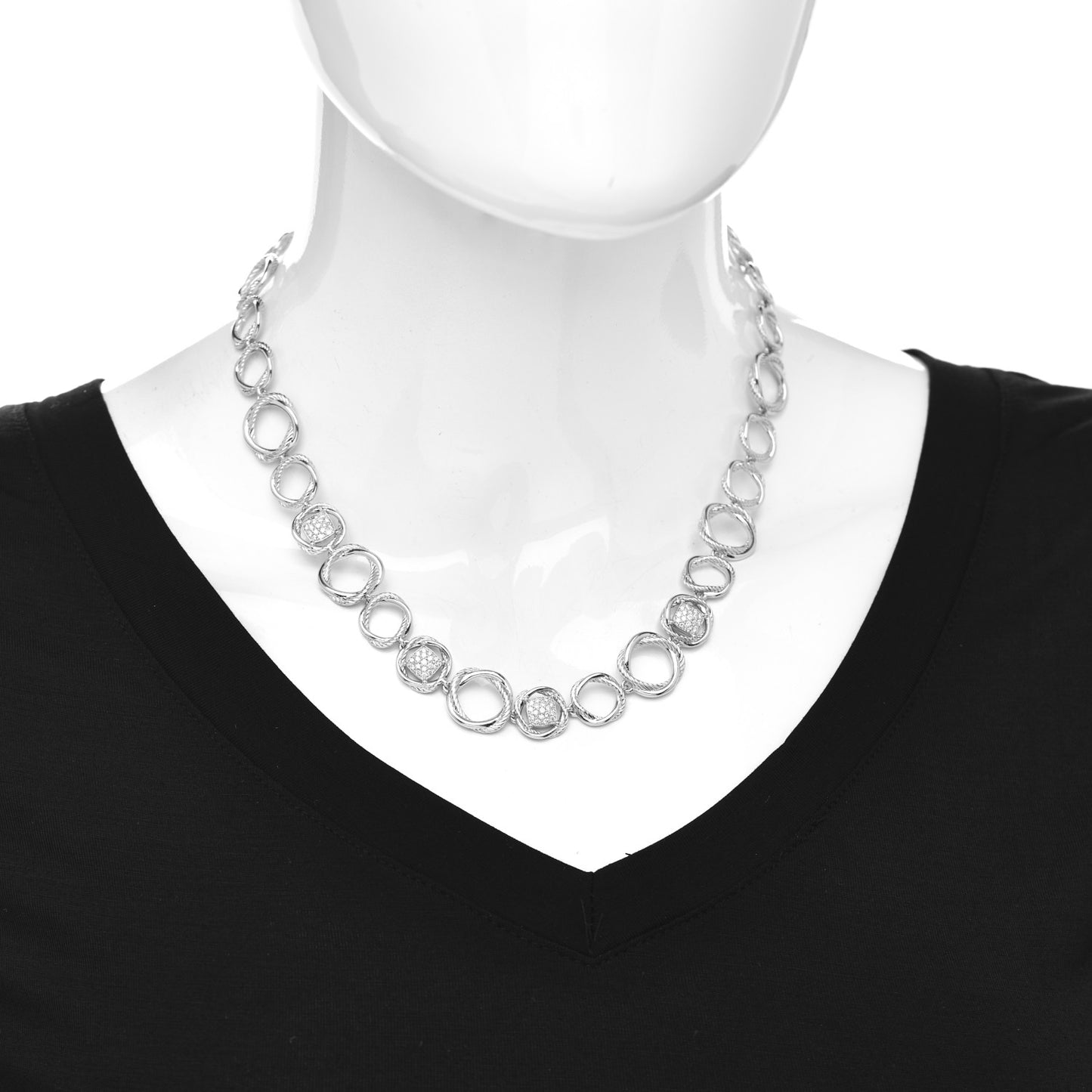 Sterling Silver Diamond Infinity Link Necklace