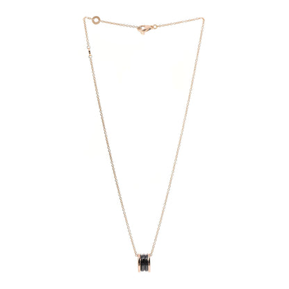 Bulgari 18K Rose Gold Black Ceramic B.Zero1 Pendant Necklace 3 of 11