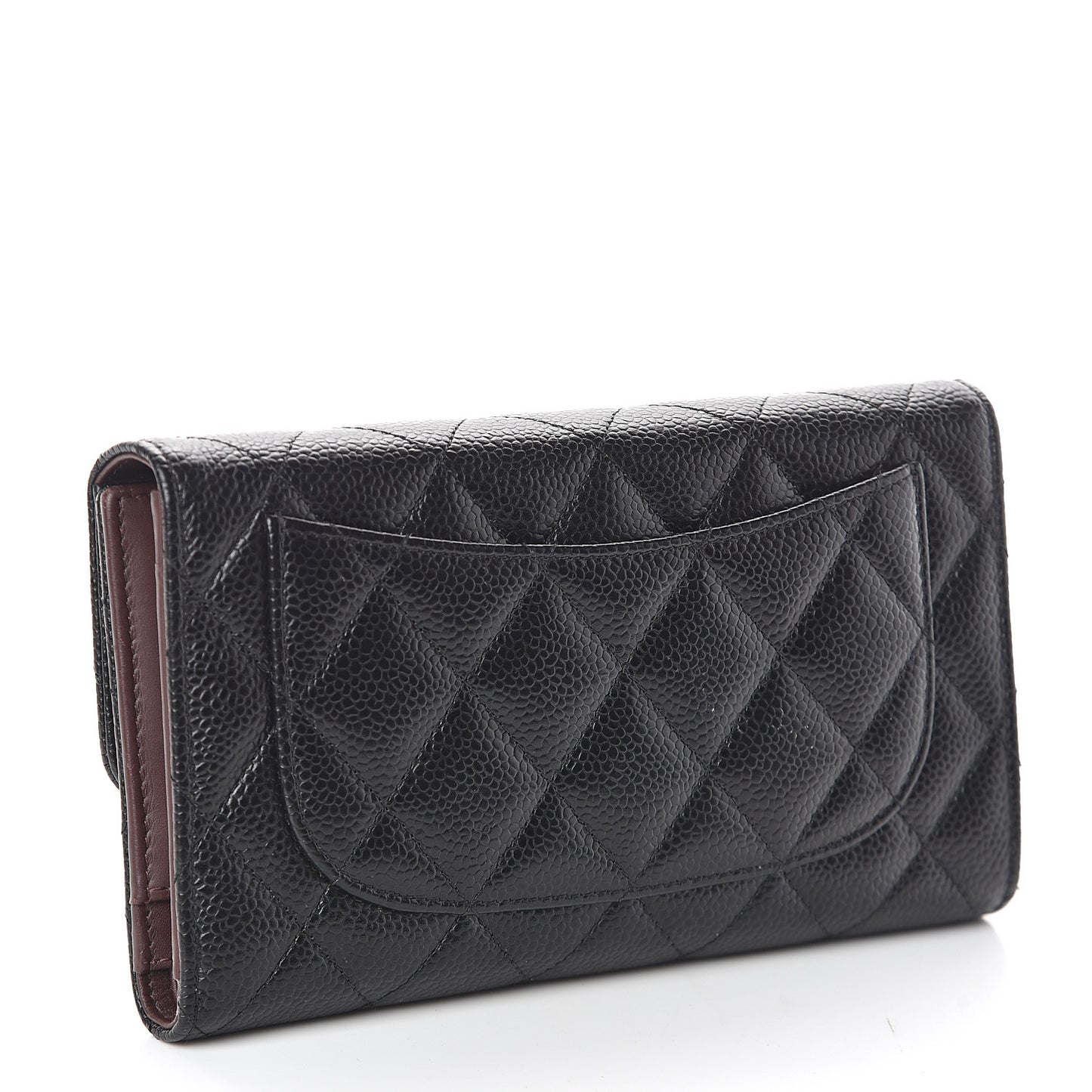 Caviar Quilted Long Flap Wallet Black