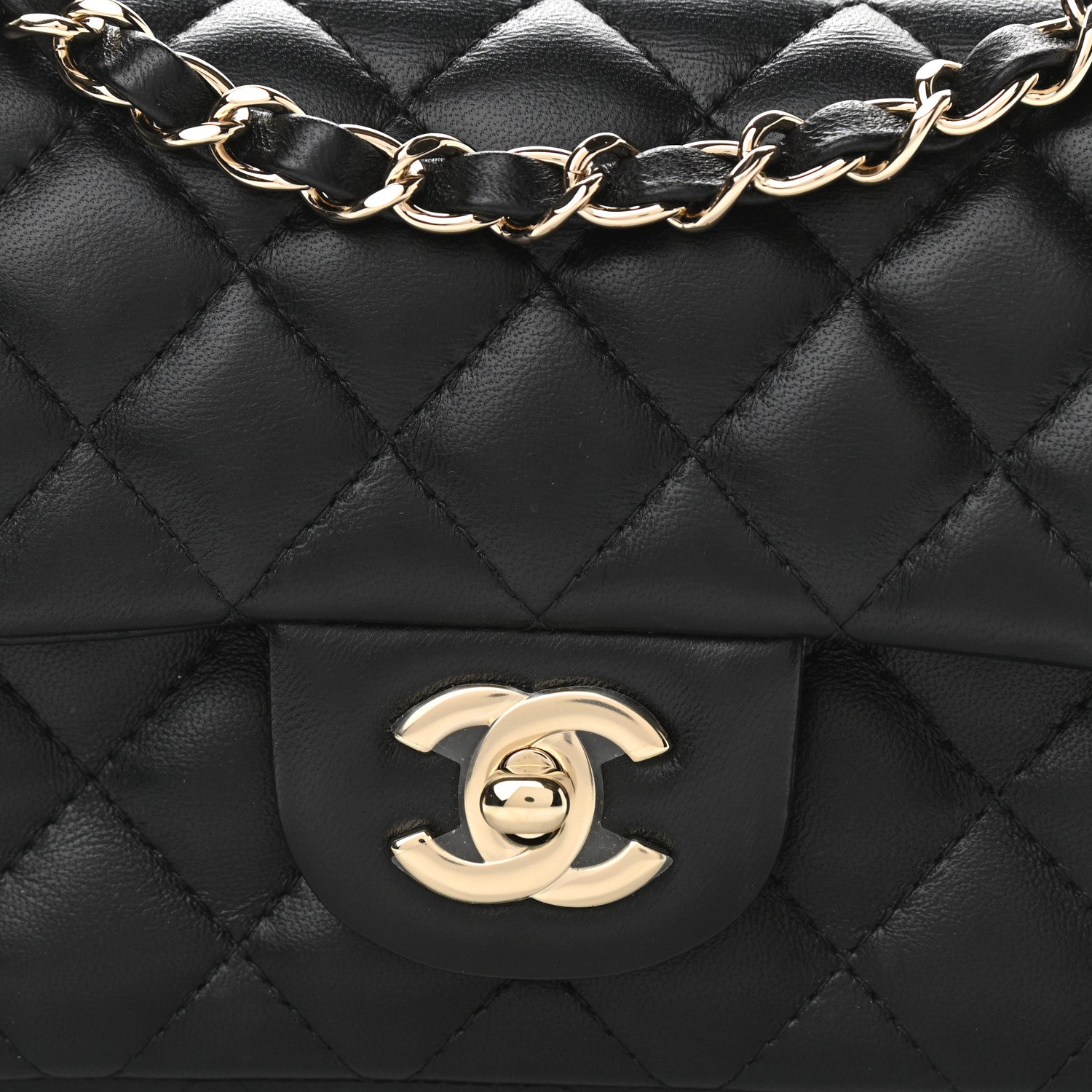 Chanel Lambskin Quilted Mini Rectangular Flap Black 9 of 12