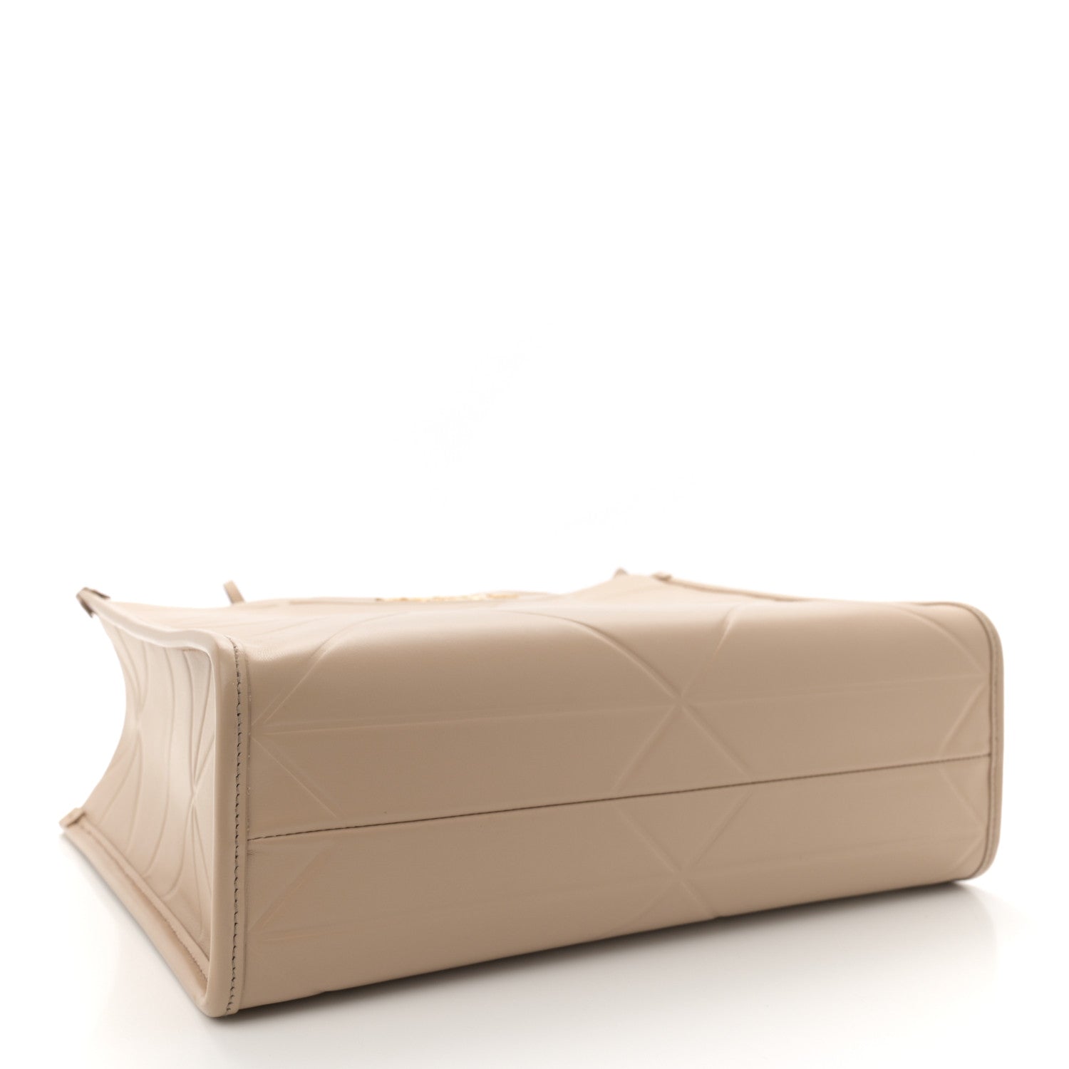 Prada Soft Calfskin Triangolo Symbole Embossed Small Tote Beige Khaki 4 of 10