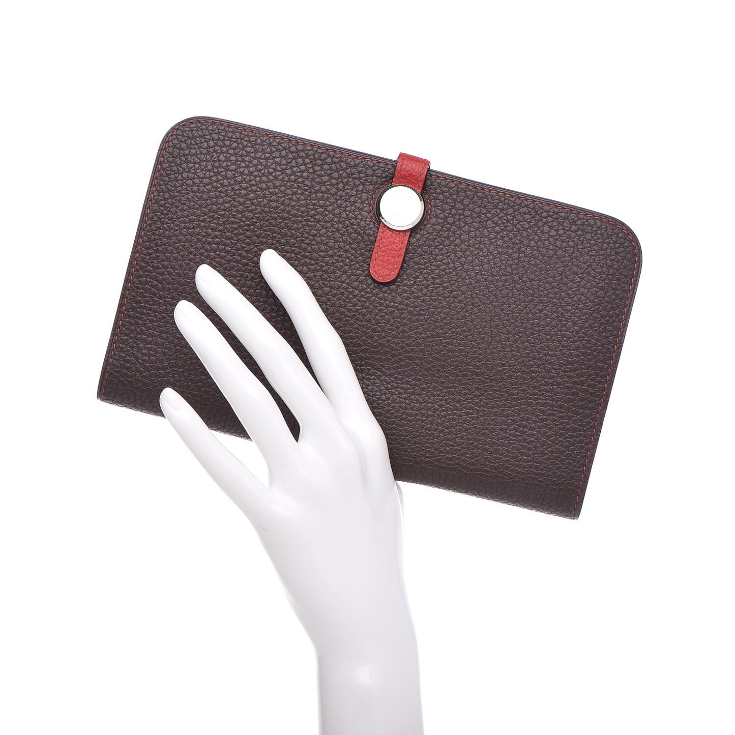 Togo Dogon Duo Wallet Chocolate Rouge Garance