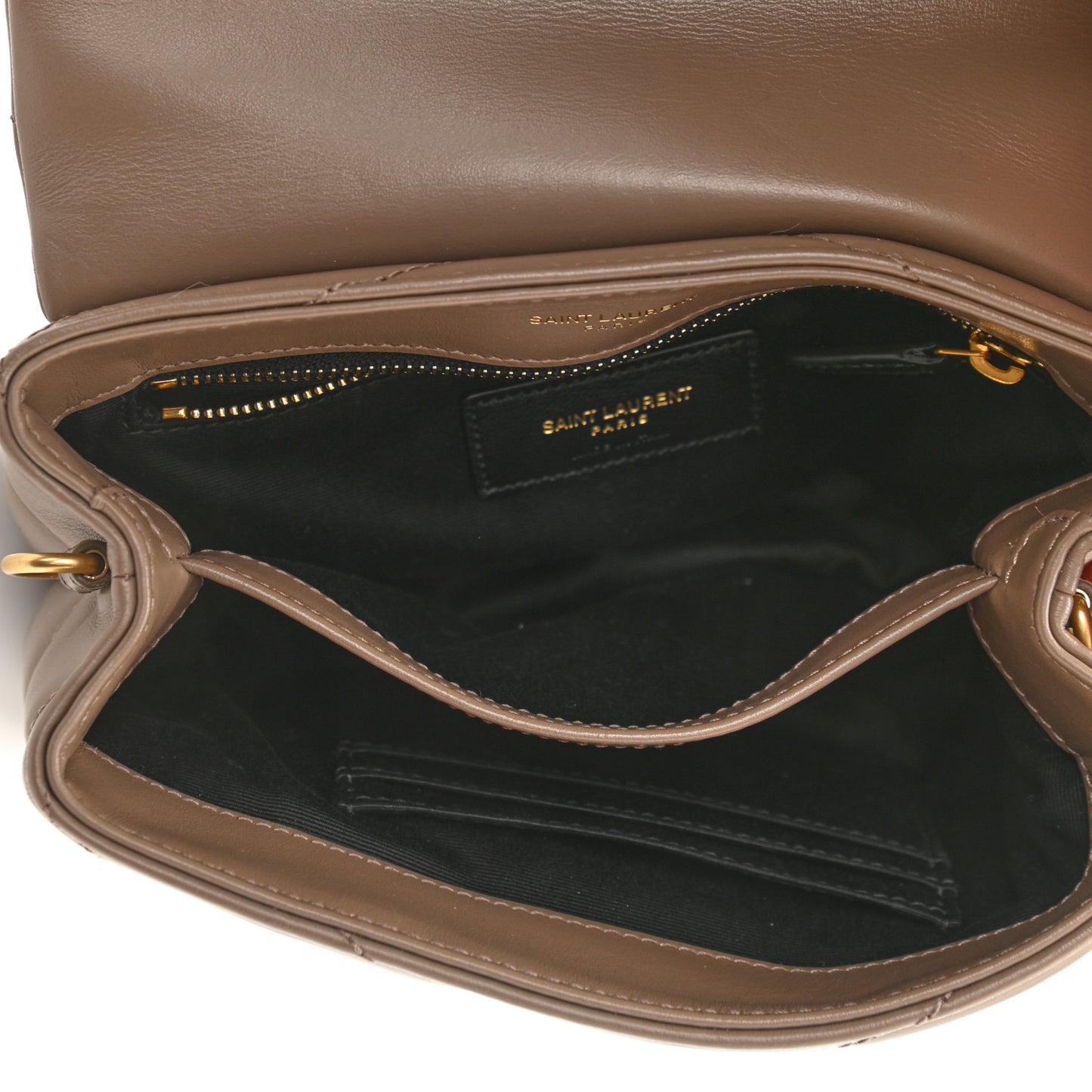 Calfskin Y Quilted Monogram Toy Loulou Crossbody Bag Taupe