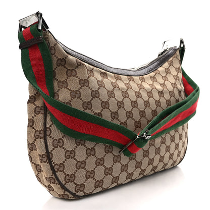 Gucci Monogram Web Medium Half Moon Hobo Dark Brown 3 of 16