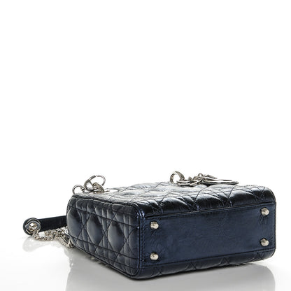 Christian Dior Metallic Calfskin Cannage Mini Lady Dior Marine 4 of 6