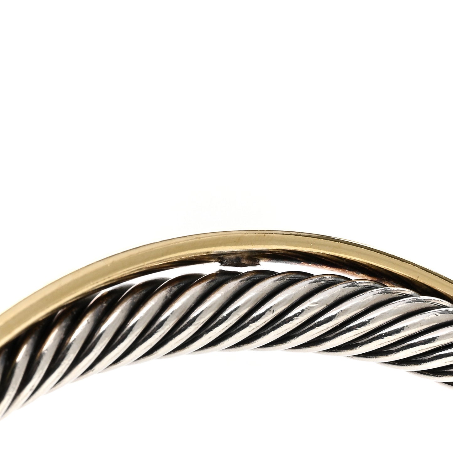 Sterling Silver 18K Yellow Gold 5mm Crossover Cuff Bracelet