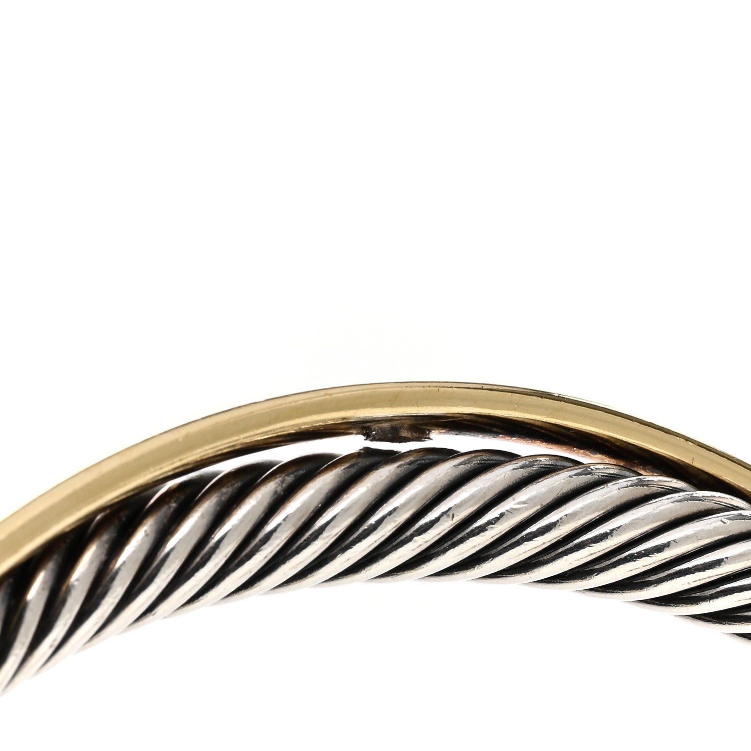 David Yurman Sterling Silver 18K Yellow Gold 5mm Crossover Cuff Bracelet 4 of 4