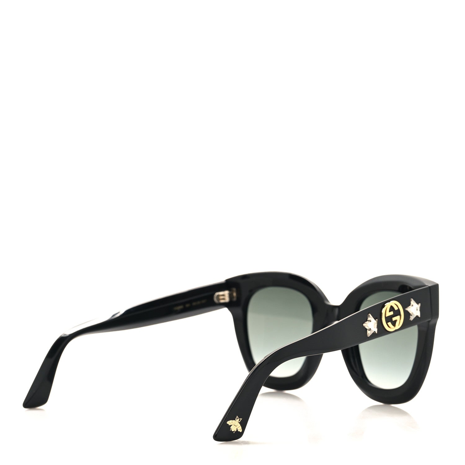 Gucci Acetate Crystal Star Round Frame Sunglasses GG0208S Black 4 of 8