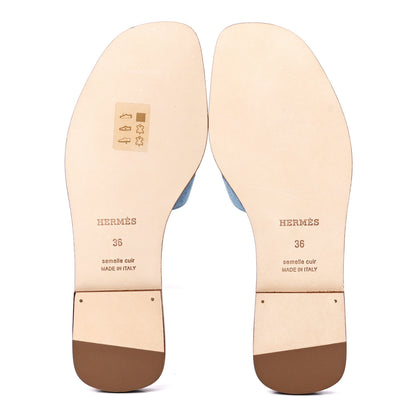 Hermes Denim Canvas Oran Sandals 36 Bleu Clair 5 of 8