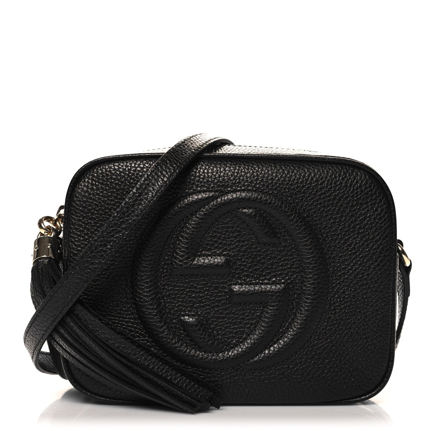 Pebbled Calfskin Small Soho Disco Bag Black