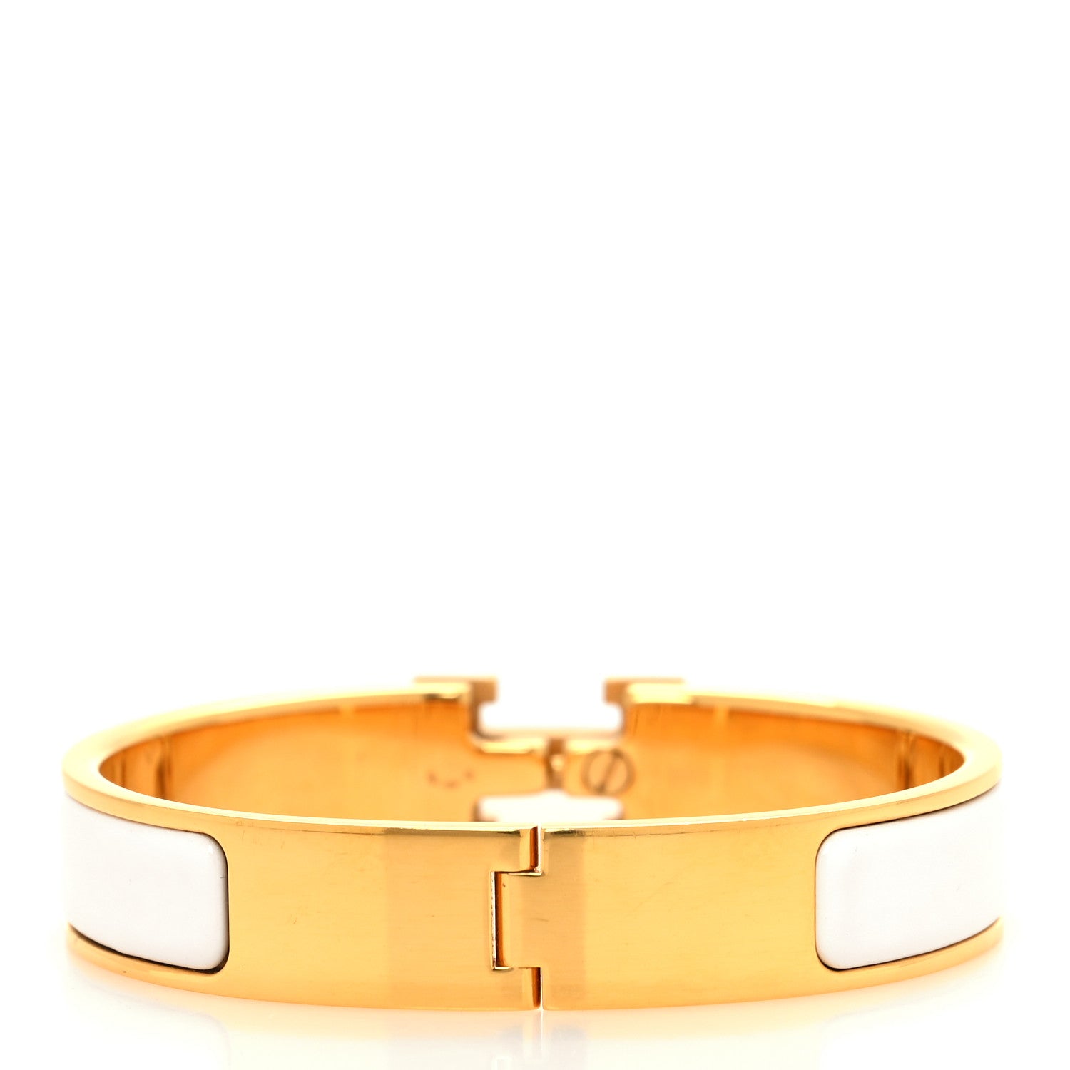 Hermes Enamel Narrow Clic Clac H Bracelet GM White 3 of 5