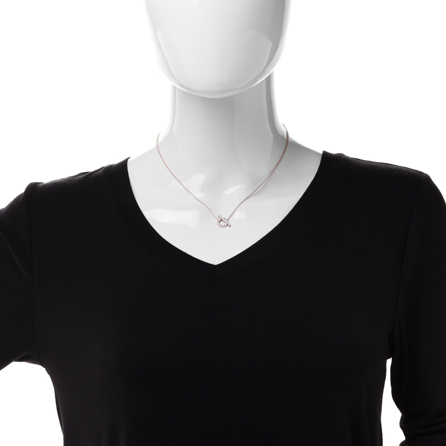 Hermes 18K Rose Gold Diamond Finesse Pendant Necklace 2 of 6