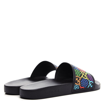 Gucci GG Supreme Monogram Psychedelic Slide Sandals 10 Black Multicolor 4 of 11