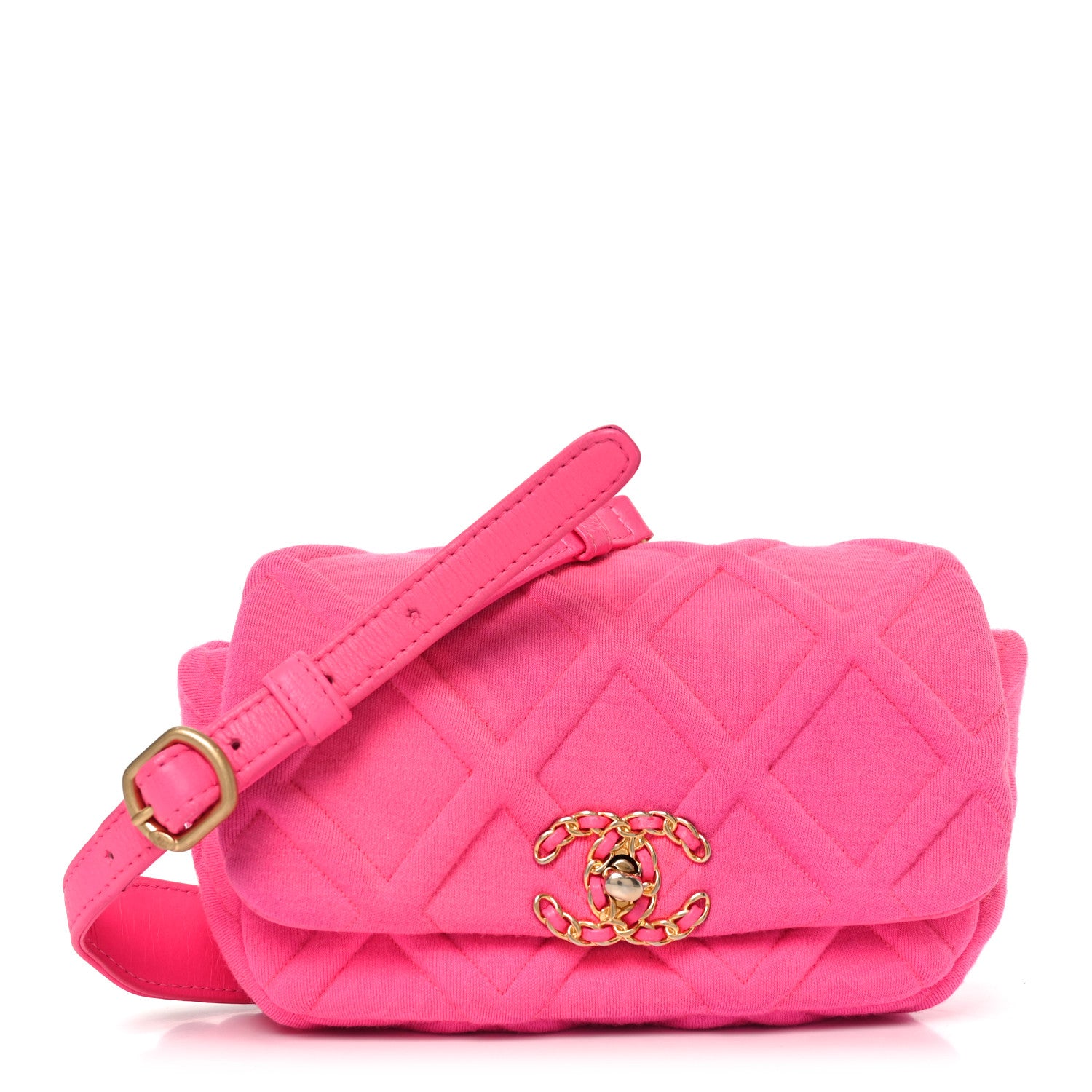 Chanel Jersey Quilted Chanel 19 Waist Bag Pink 1 of 10
