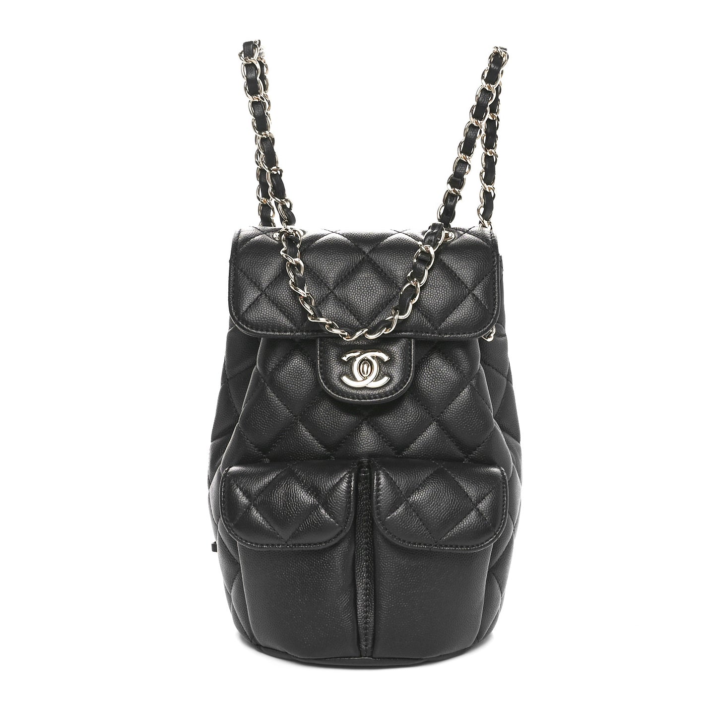 Caviar Quilted Pockets Backpack Black