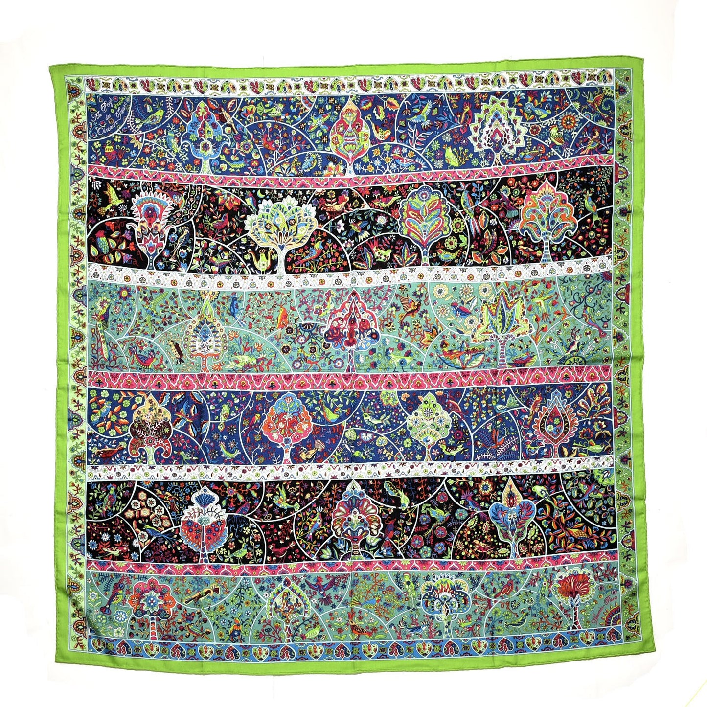 Cashmere Silk Au Pays De Oiseaux Fleurs Shawl 140