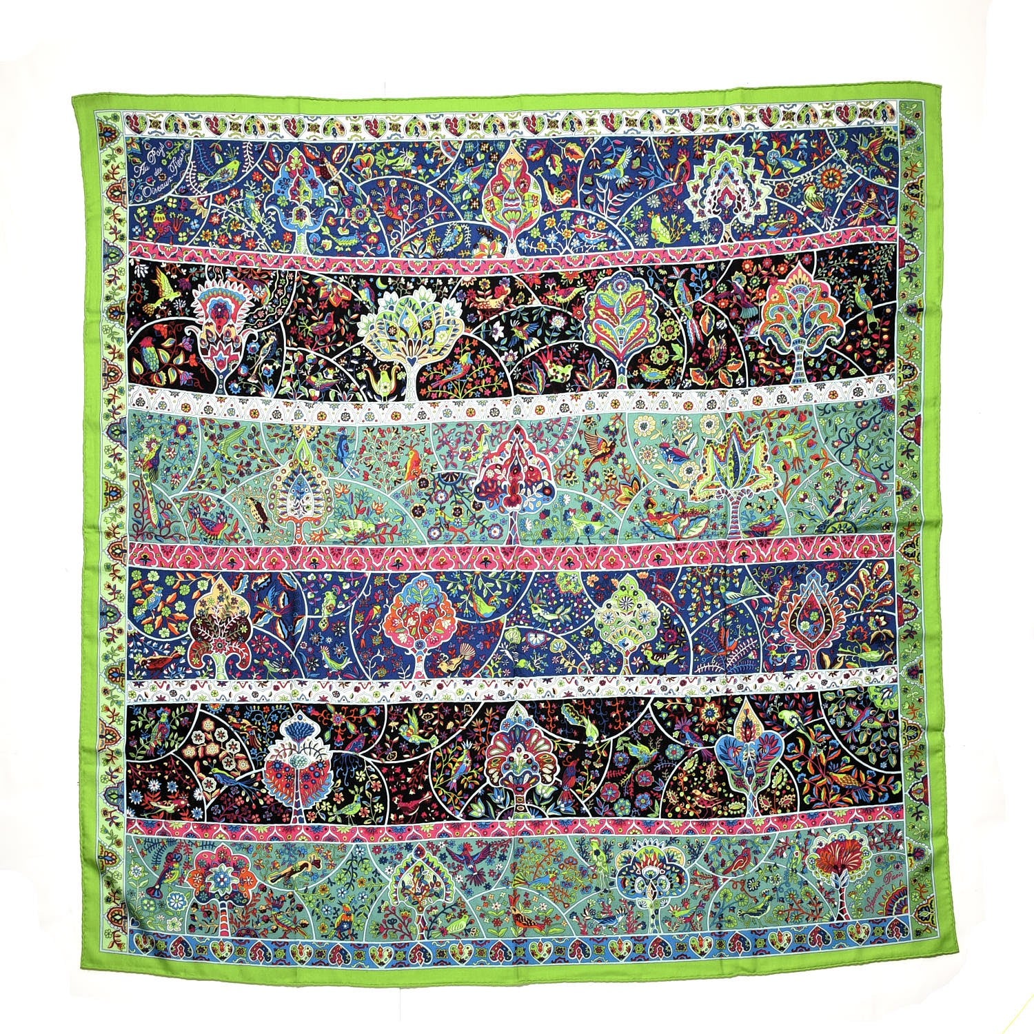 Hermes Cashmere Silk Au Pays De Oiseaux Fleurs Shawl 140 1 of 7