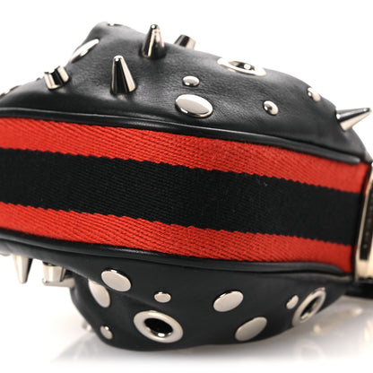 Gucci Calfskin Studded Web Mini Attache Hobo Black 10 of 12