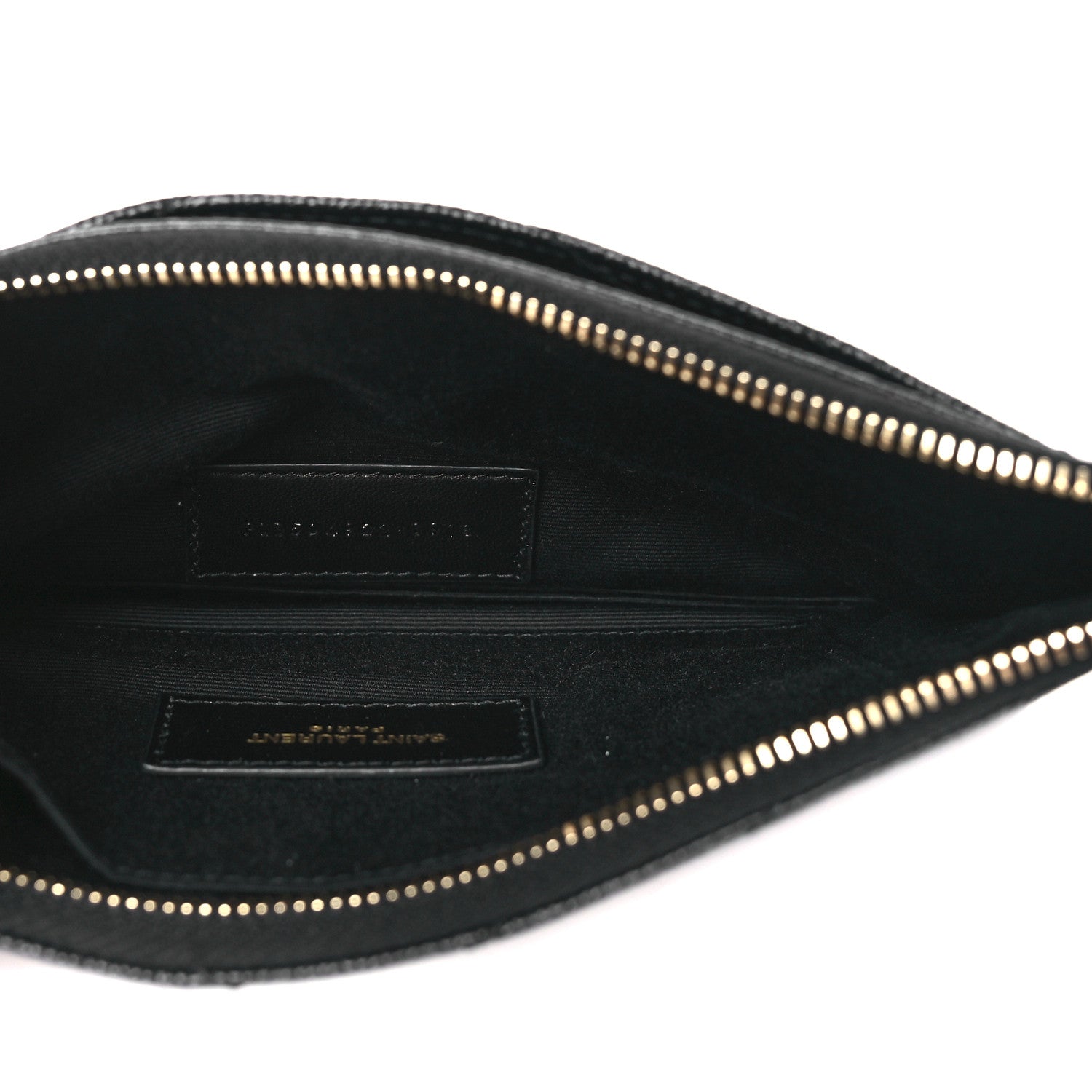 Saint Laurent Grain De Poudre Chevron Monogram Bill Pouch Black 5 of 8