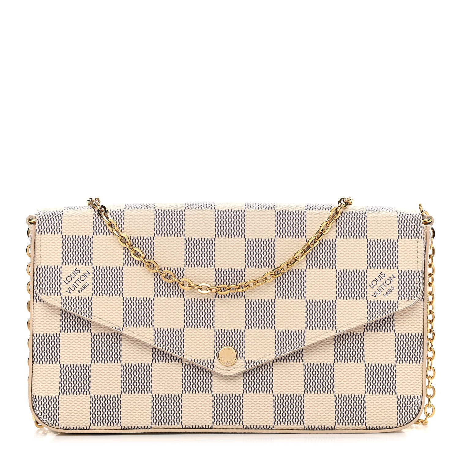 Louis Vuitton Damier Azur Pochette Felicie Chain Wallet Rose Ballerine 3 of 15