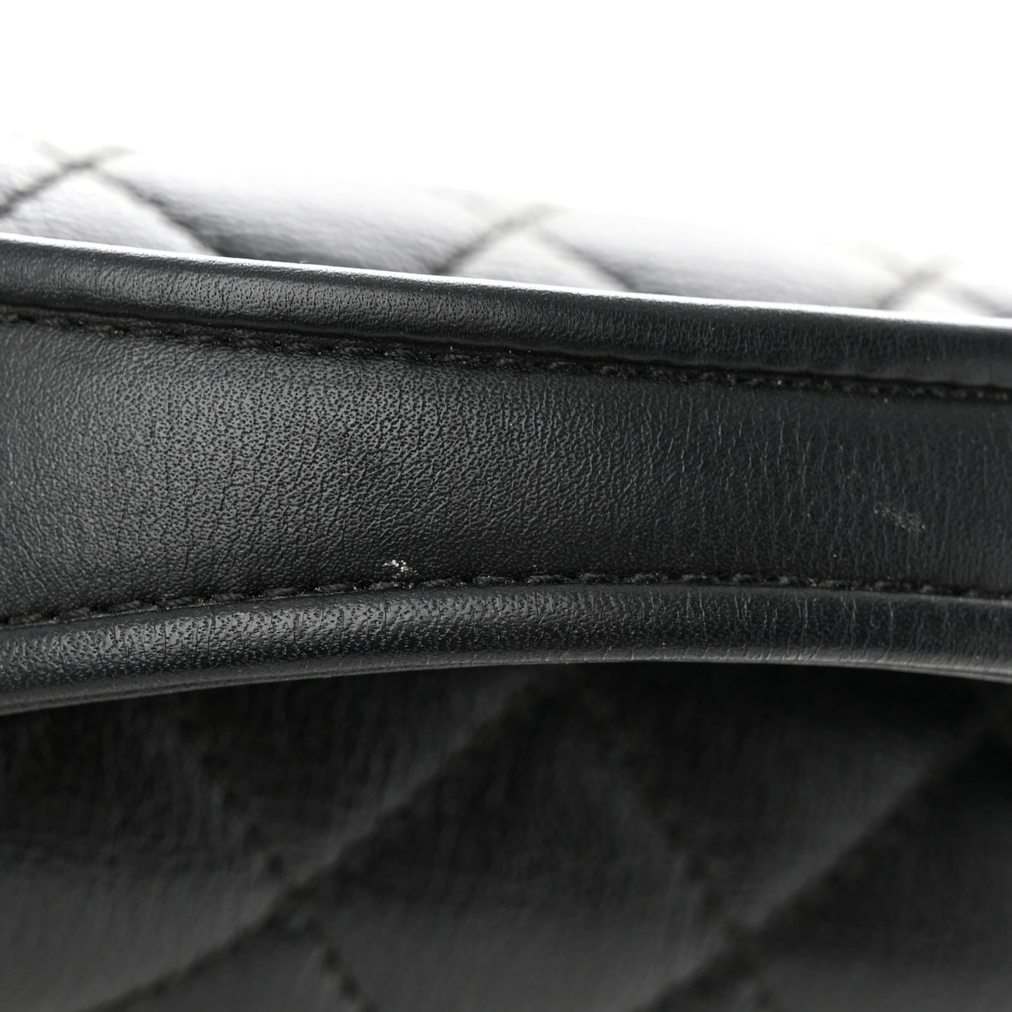 Goatskin Quilted Small CC University Shopping Tote Black