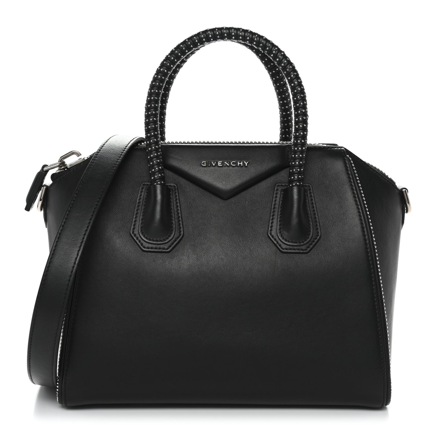 Calfskin Small Studded Antigona Black