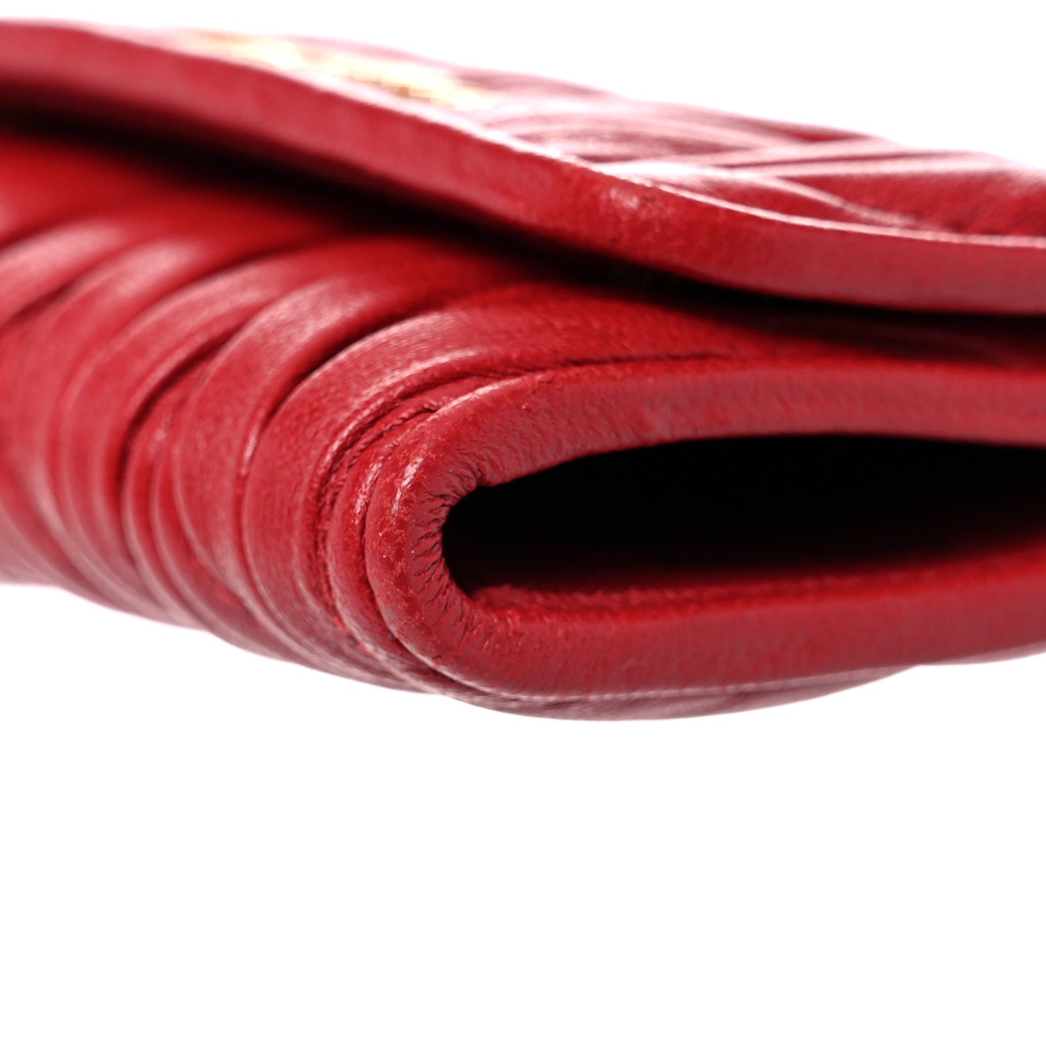 Miu Miu Nappa Matelasse Flap Card Holder Key Ring Fuoco 11 of 15