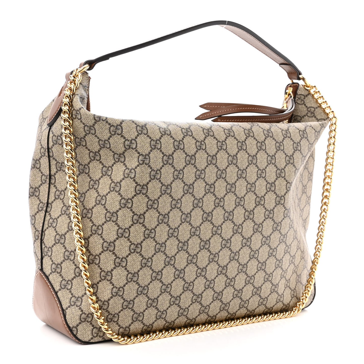 GG Supreme Monogram Large Linea A Hobo Light Brown