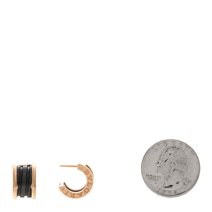 Bulgari 18K Rose Gold Black Ceramic B.Zero1 Hoop Earrings 2 of 5