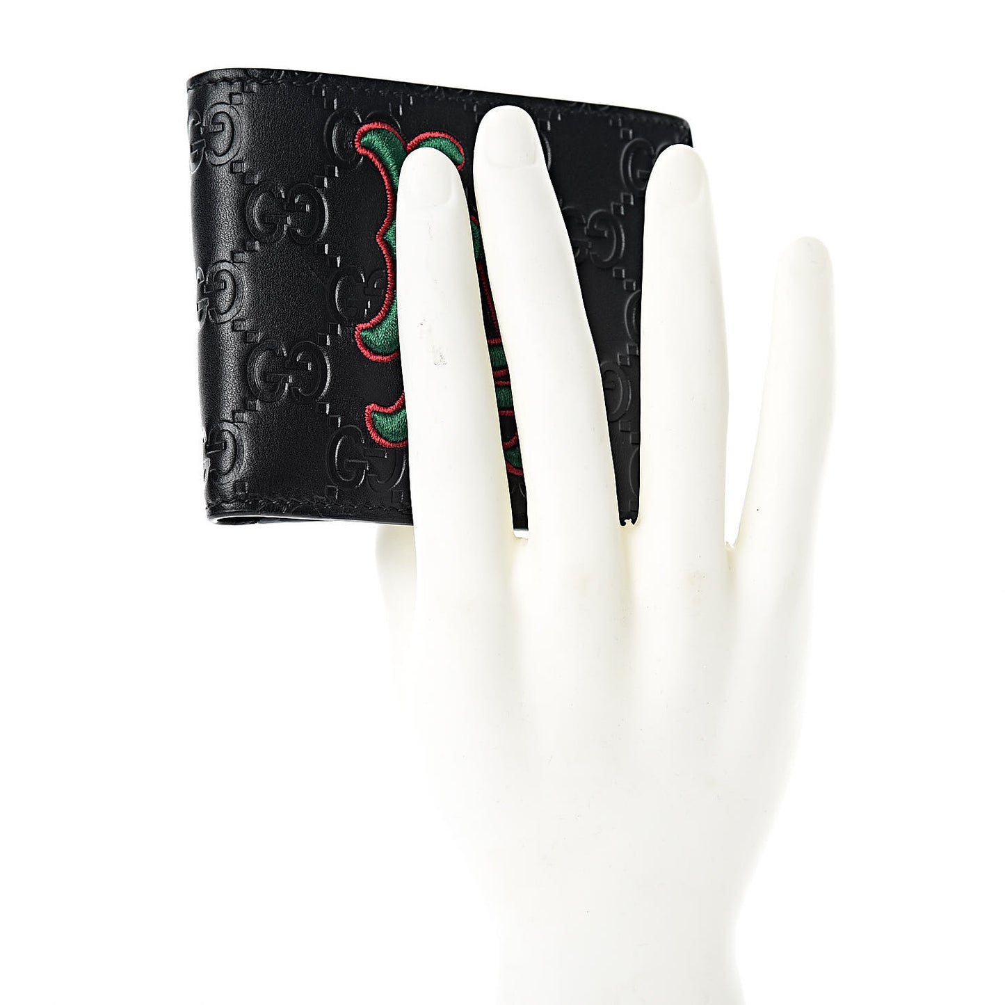 X MLB Guccissima LA Dodgers Embroidered Bi-Fold Wallet Black Green